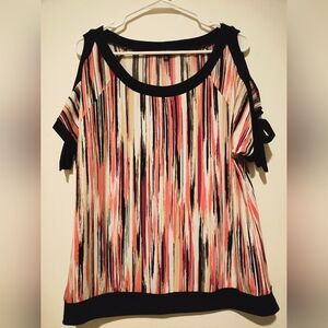 Chic Striped Blouse with Black Accents